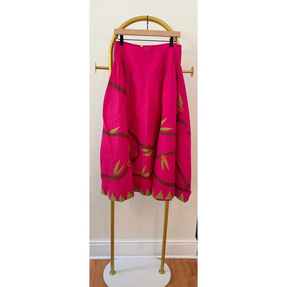 Farm Rio NEW Pink Linen Maxi Skirt, Med